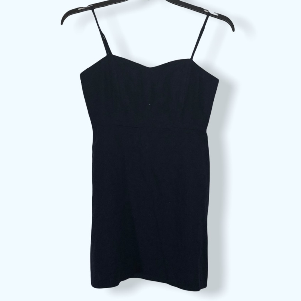 Forever 21 Navy Linen-Blend Spaghetti Strap Mini Dress Sz Sm